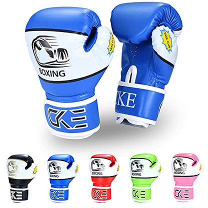 CKE Kids Boxing Gloves for Kids Boys Girls Junior Youth Toddlers Age 5-12 Years Training Boxing Gloves for Punching Bag Kickboxing Muay Thai - color: BLUE