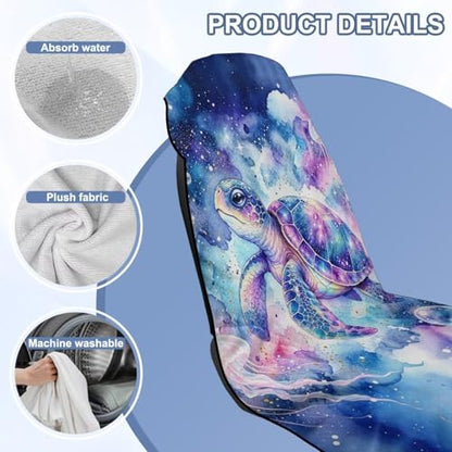 Sea Turtle Print Towel Automotive Seat Covers Jellyfish Print Athletic Towels for Car Seats with Storage Bag Absorbent Microfiber Towels Universal Fit Truck Sedan SUV - color: Blue-Sea Turtle Jellyfish