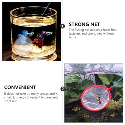 Balacoo 8pcs Plastic Fish Landing Nets with Dense Mesh for Aquarium and Shrimp Tanks Portable Fine Mesh Fishing Nets for Fish Tank Cleaning Random Color