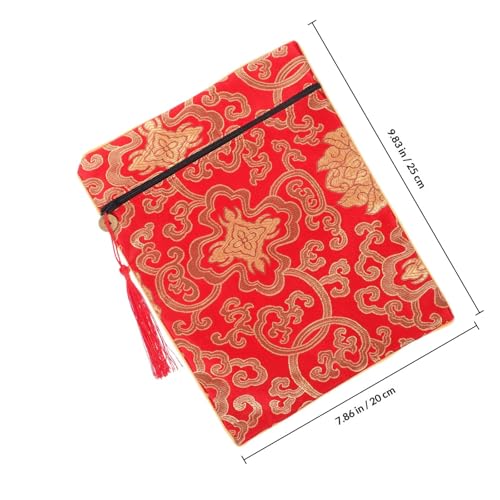Red Silk Scripture Bag for Documents and Buddhist Scriptures Book Cloth Wrap with Easy Cleaning and Protective Features Serene Buddhist Atmosphere Purse Storage for Books