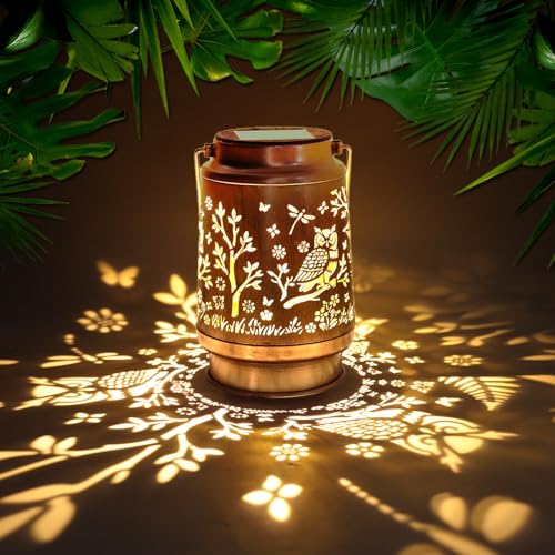 Solar Lanterns Outdoor Waterproof - Owl Garden Decor Gifts for Women Mom Grandma, Metal Hanging Solar Lights for Patio Yard Porch, Auto On/Off Landscape Lighting - color: Owl