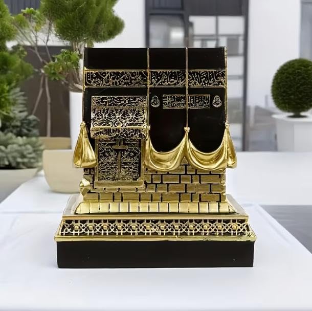 Islamic Kaba Replice Model,Muslim Turkish Home Table Decorations,Islamic Ramadan Showpiece,Golden Black Islamic Prayer House Model,Eid Ramadan、umrah Gift (Golden Black) - color: Golden Black