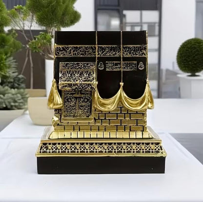 Islamic Kaba Replice Model,Muslim Turkish Home Table Decorations,Islamic Ramadan Showpiece,Golden Black Islamic Prayer House Model,Eid Ramadan、umrah Gift (Golden Black) - color: Golden Black