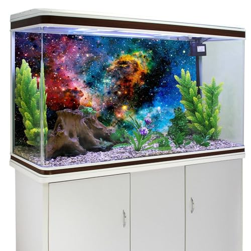 72x18 inches Galaxy Aquarium Background Stars Universe Fish Tank Backdrop | AWERT Cloud Colorful Cosmic Mystery Space Terrarium Background - size: 72x18in/180x45cm
