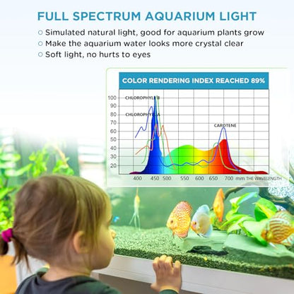 hygger 7W Full Spectrum Aquarium Light with Aluminum Alloy Shell and Plastic Extendable Brackets, White Blue Red LEDs, External Controller, for Freshwater Fish Tank (5-8.5 inch) - size: 7W (5-8.5inch)