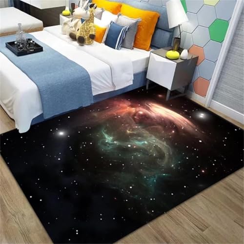 Universe Galaxy Nebula Area Rug for Boys Room 3x5 ft Soft Non-Slip Black Outer Space Solar System Rug for Kids Bedroom Floor Mat - color: Style L, size: 3' x 5' (Rectangular)