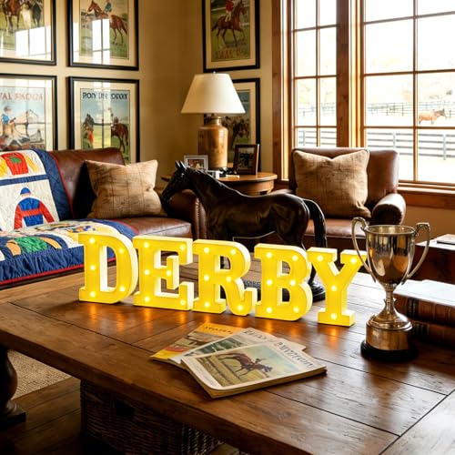 Aurelema Sukkot Large LED Letter Sign LED Lights, Derby Day, 8.27 Inches - color: Derby Day, size: 6.3 Inches