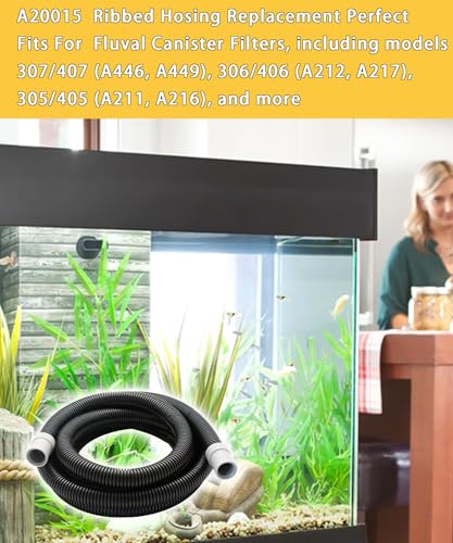 2Pcs A20015 Ribbed Hosing Replacement | Fits for Fluval 306/307/406/407/305/405 Canister Filter Aquarium Hosing