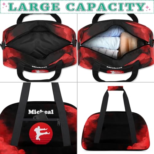 Personalized Martial Art Bag Duffel Bag for Girls, Custom Taekwondo Karate Bag Overnight Bags for Travel Weekender Practice Traing Red - color: Option 5