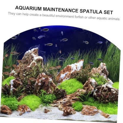 3Pcs Aquarium Cleaning Tools Set Durable Stainless Steel Tweezers Spatula Kit for Easy Fish Tank Maintenance Water Plant Care Rustproof Convenient to Store