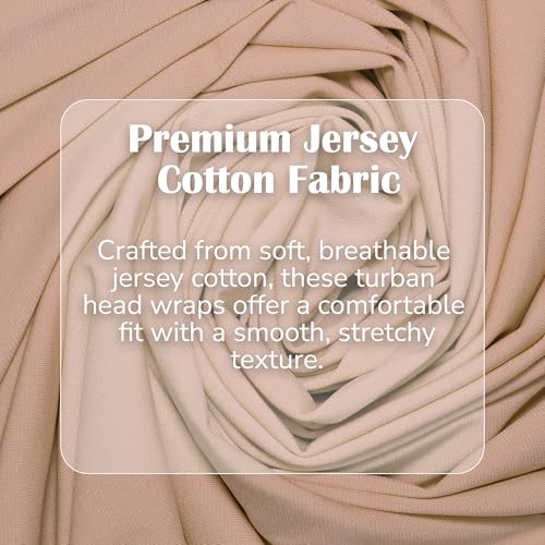 Premium Jersey Hijab Scarves -Turban Head Wraps for Women, Fashion Headbands Long Plain Muslim Shawls - color: Light Beige