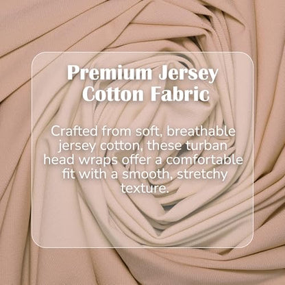 Premium Jersey Hijab Scarves -Turban Head Wraps for Women, Fashion Headbands Long Plain Muslim Shawls - color: Light Beige