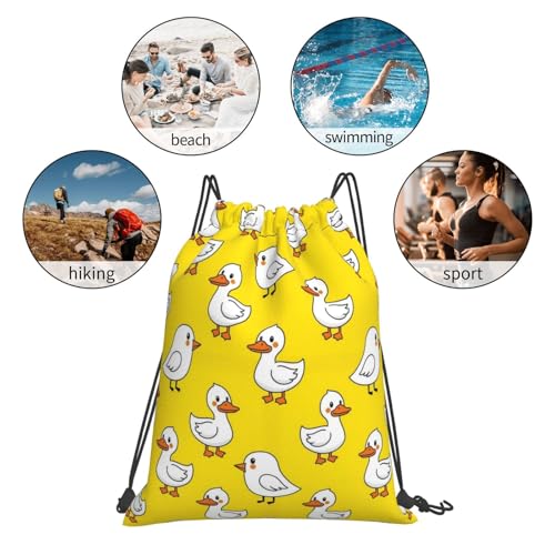 Unisex Lightweight Gym Sack Cute Rubber Duck Chick Yellow, Polyester Drawstring Bag for Workout, Training and Beach - color: Pattern (364)