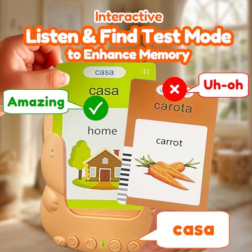 Talking Flash Cards Bilingual for Toddlers - Italian English Flashcards for Kids Adults, Test Mode, Pocket Speech Children, Interactive Vocabulary Learning, Audible Gifts Boy Girl (Italian) - color: Italian