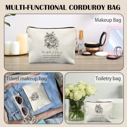 Black and White Floral Islamic Makeup Bag Gifts for Women - color: Black and White Floral Islamic