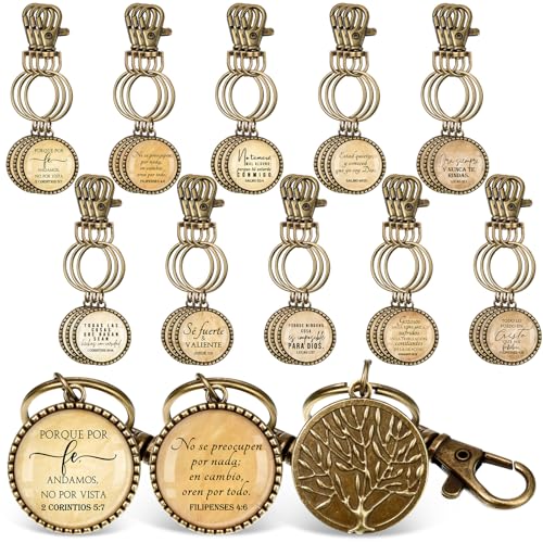 30 Pcs Spanish Christian Gift for Woman Spanish Bible Verse Keychain Scripture Quote Inspirational Gift for Women - color: Bronze
