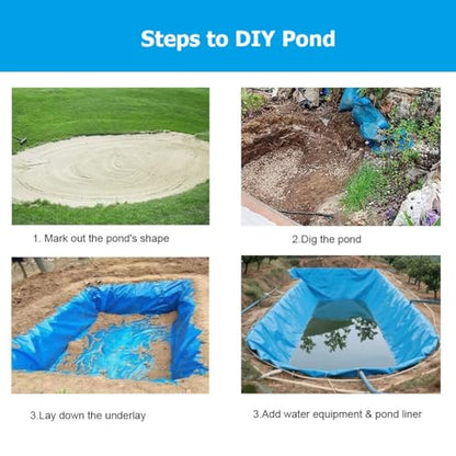High-Density PVC Pond Liner 0.3MM Thick, Durable Blue Preformed Underlayment for Outdoor Koi Fish Ponds, Garden Fountains, Streams & Waterfalls (1x50m/3.3x164') - size: 1x50m/3.3x164'