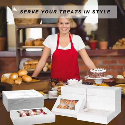 Yeplan 10-Pack Bakery Boxes with Window, 12x8x2.5 Inch Cookie Boxes, White Treat Boxes for Donuts, Muffins, Pies, Chocolates - Dessert Packaging for Baked Goods - color: 10 Packs-Bakery Boxes