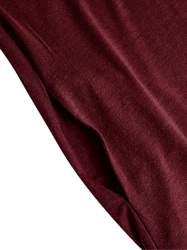 WSPLYSPJY Women High Neck Abaya Muslim Dress Solid Color Prayer Robe - color: Wine Red, size: X-Large