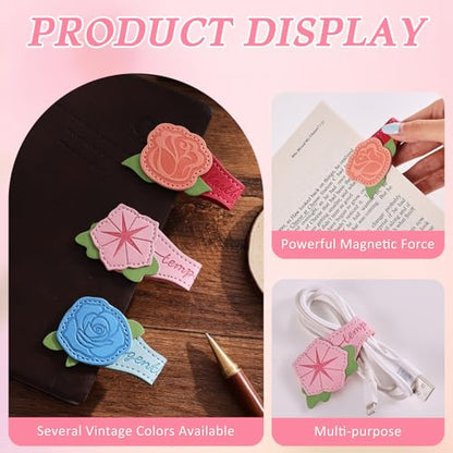 3 PCS Fruit of Spirit Magnetic Leather Bookmarks, Floral Patterns (Faithfulness Gentleness Temperance) of Galatians, Bible-Inspired Page Markers, Gift for Book Lovers, Students, Book Accessories - style: Faithfulness Gentleness Temperance