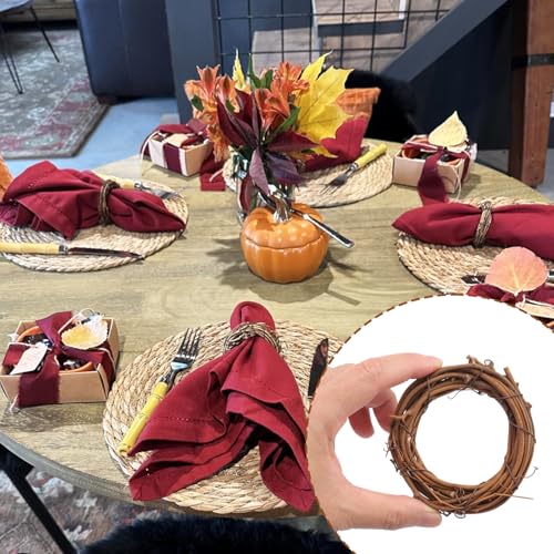 60 Pcs 3.15 Inch Natural Grapevine Wreath Set, Natural Rattan Wreath,Hand-Woven 3.15 Inch Vine Branch Wreaths, Perfect for DIY Crafts, Christmas Decorations, and Wedding Supplies - size: 60 Pcs 3.15 Inch