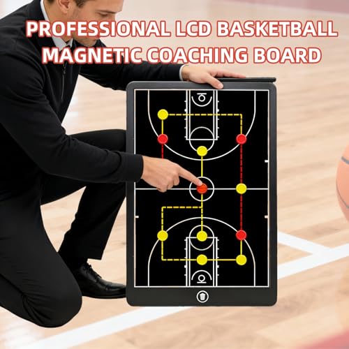 Basketball Magnetic Coaching Board –16" Professional Basketball Tactics Board & Basketball Clipboard for Coaches, Magnetic Player Number Magnets, Dry Erase, Carrying Case