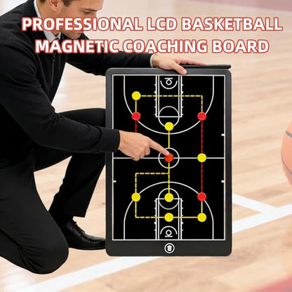 Basketball Magnetic Coaching Board –16" Professional Basketball Tactics Board & Basketball Clipboard for Coaches, Magnetic Player Number Magnets, Dry Erase, Carrying Case