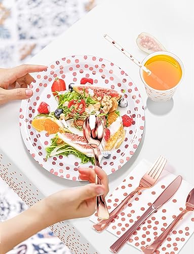 Nkaiso 141Pcs Rose Gold Paper Plates and Napkins Party Supplies for20 - color: Rose Gold