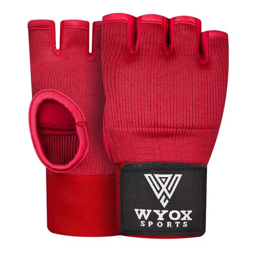 WYOX Boxing Hand Wraps Inner Gloves & Curved Focus Mitts Bundle for Men & Women Adults – 80cm Wrist Support, Gel Padding, MMA Muay Thai Kickboxing Training Gloves & Pads