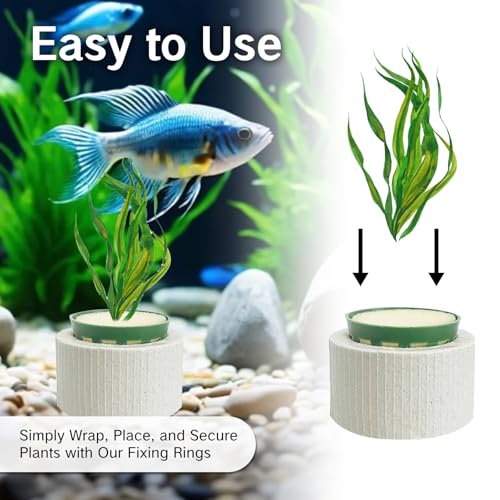 2 Pack Aquarium Plant Weights Ceramic Fish Tank Plant Holder Ideal for Live Plants Anti Floating Aquatic Plant Ring Anchors Keep Plants in Place Aquarium Decoration Accessories
