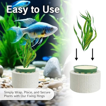 2 Pack Aquarium Plant Weights Ceramic Fish Tank Plant Holder Ideal for Live Plants Anti Floating Aquatic Plant Ring Anchors Keep Plants in Place Aquarium Decoration Accessories