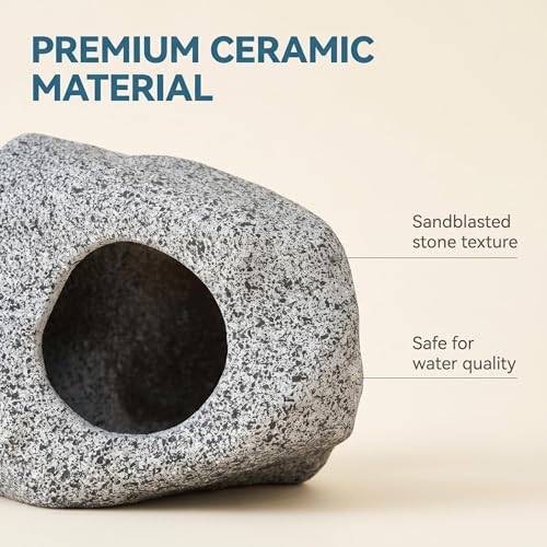 SpringSmart Aquarium Hideaway Rock Cave for Aquatic Pets to Breed, Play and Rest, Safe and Non-Toxic Ceramic Fish Tank Ornaments, Decor Stone for Betta
