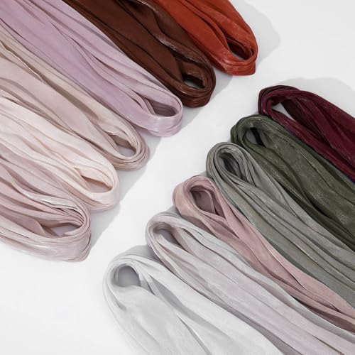 Organza Sheen Shimmer Crepe Hijab Scarf for Women Lightweight Sheer Shawl Wrap for Wedding and Evening Dresses - color: Coffee