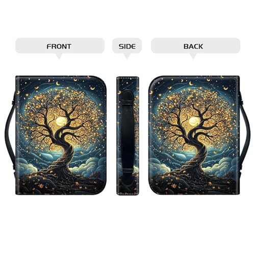 PU Leather Bible Cover with Handle & Pockets, Large Capacity Bible Case, Water-Resistant Scripture Organizer Bag with Bonus Card Holder, Christian Gift for Women & Men, Glowing Tree - color: Glowing Tree