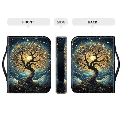PU Leather Bible Cover with Handle & Pockets, Large Capacity Bible Case, Water-Resistant Scripture Organizer Bag with Bonus Card Holder, Christian Gift for Women & Men, Glowing Tree - color: Glowing Tree