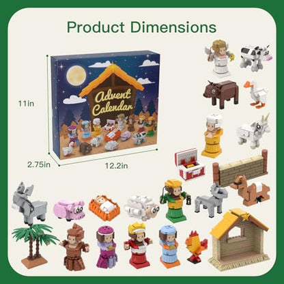 Nativity Advent Calendar 2025 Build Blocks Jesus Christmas Advent Scene Gifts Individual Packaging