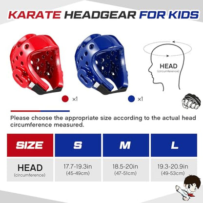 JellyArch 2 Pcs Taekwondo Karate Headgear MMA Martial Arts Helmet Soft Head Guard Protection Sparring Gear Helmet Boxing for Men Women Thai Kickboxing Grappling Muay Taekwondo - color: Red and Blue, size: Large
