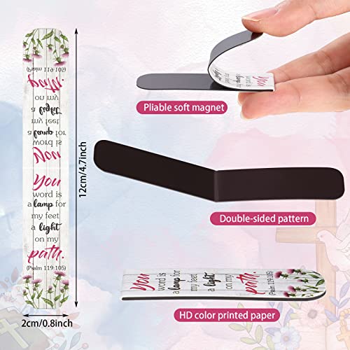 Zonon 48 Pcs Bible Verse Magnetic Christian Bookmarks Clips Floral Style - style: Floral Style