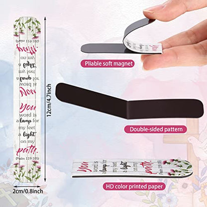 Zonon 48 Pcs Bible Verse Magnetic Christian Bookmarks Clips Floral Style - style: Floral Style