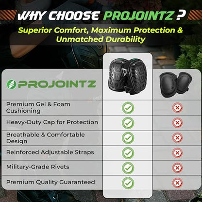 Gel Knee Pads for Work – Heavy Duty Construction Knee Pads With Foam Cushioning - Adjustable, Comfortable Fit For Flooring, Roofing, Gardening