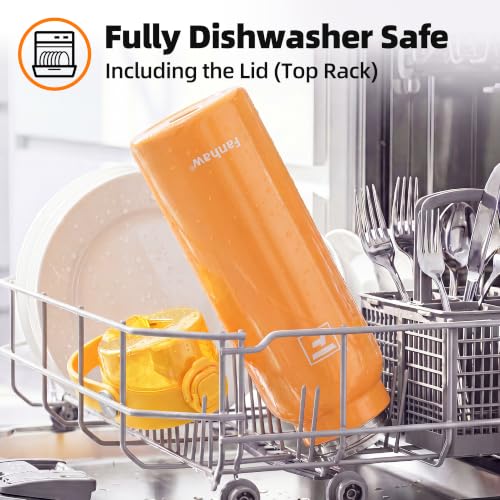 Fanhaw 24 oz Insulated Stainless Steel Water Bottle with 2-in-1 Straw& Chug Lid, Leakproof Wide Mouth Vacuum Bottle for School, Sports, Kids, Teens& Adults, Back to School Essentials (Saffron Yellow) - color: Saffron Yellow