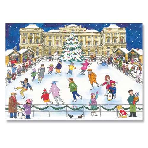Traditional Advent Calendar - Alison Gardiner Ice Skating Design - Paper Holiday Countdown Calendar - Large 11.7x16.5 Inches - color: Ice Skating