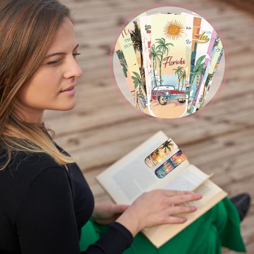 Wxiben Florida Magnetic Bookmark Gifts - 48PCS Traveling City Magnetic Bookmarks USA City Book Marks Page Magnets Marker Clip for Women Book Lovers Traveler Students Teacher Florida Souvenirs Gift - style: Florida