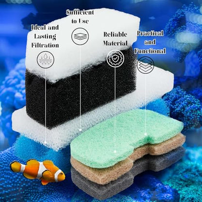 Threlaco 52 Pcs Replacement Filter Media Kit Compatible with Fluval 206/207 Aquarium Filters Include Biological Foams Ammonia Remover Phosphate Pads Nitrite Remover, Towel and Grease - style: 206/207