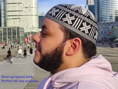 Generic Muslim Hats - Keffiyeh Kufi Hats for Men’s Common use and Islamic Gifts | Skull Cap |Muslim Clothes - Islamic Clothing for Men| 2pcs, 2 Designs, 2 Colors, Black; White & Black