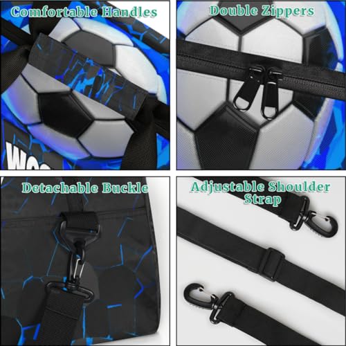 Custom Name Sports Bag Training Perform Bag, Soccer Black Blue | Personalized Named Practice Travel Overnight Training Bag - color: Color 23