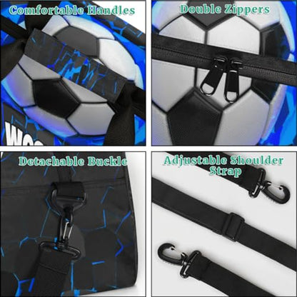 Custom Name Sports Bag Training Perform Bag, Soccer Black Blue | Personalized Named Practice Travel Overnight Training Bag - color: Color 23