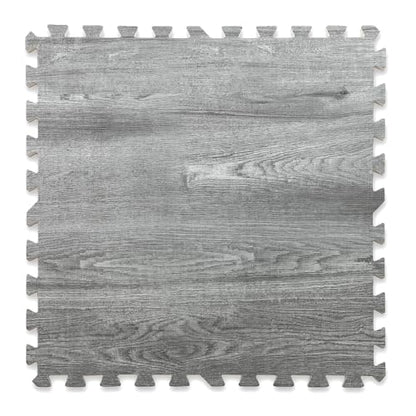 100 Sq. Ft 3/8 Inch Thick Printed Foam Tiles Interlocking Foam Mat, (24" x 24", 25 pcs), Natural Gray Wood Grain Style, Protective Flooring for Home, Exercise or Trade Show - color: Natural Gray
