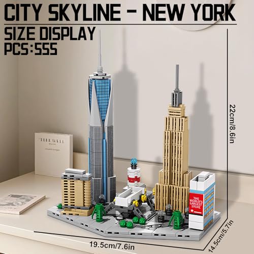 Architecture New York City，New York SkylineEmpire State Architecture Building Micro Mini Blocks Building Blocks Model Great Gifts for Kids and Adults - style: New York Skyline