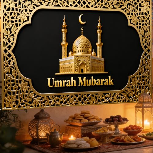 Nuxovilar Umrah 무바라크 모스크 배너 폴리에스터 109.2 x 180cm(43 x 71인치) - 모스크, 이벤트, 야외 장식용 라마단 배너 - color: CC01388